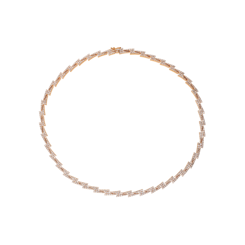 COLLANA FULMINE  IN ORO ROSA CON PAVÉ DI DIAMANTI - VN29494DP