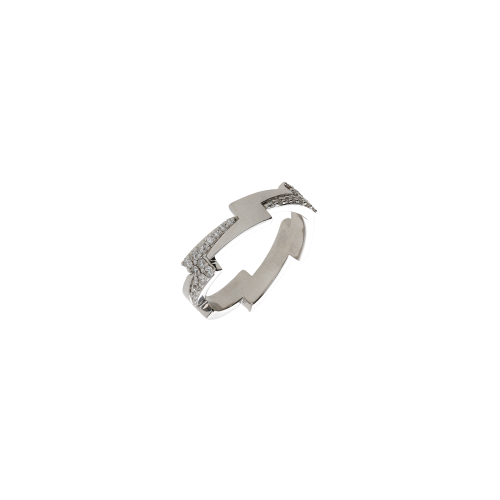 ANELLO FULMINE IN ORO BIANCO CON DEMI-PAVÉ DI DIAMANTI - VR29271DW