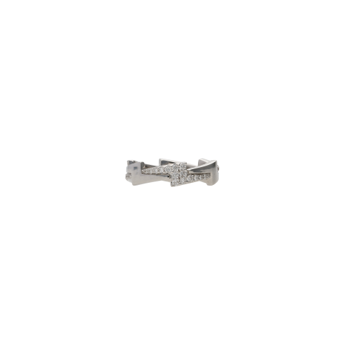 ANELLO FULMINE IN ORO BIANCO CON DEMI-PAVÉ DI DIAMANTI - VR29271DW
