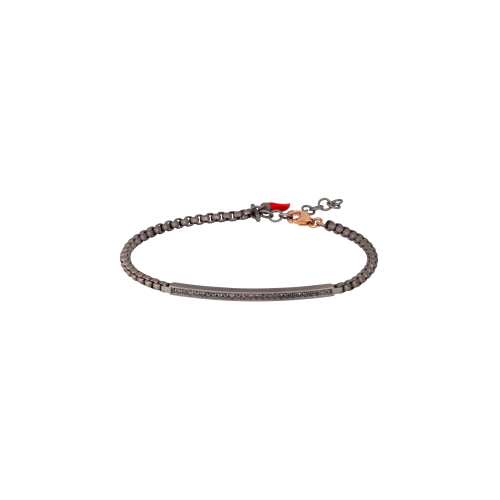 BRACCIALE UOMO CON CATENINA SCOOBY DOO E TARGHETTA IN TITANIO CON DIAMANTI BLACK - CATSCOBRTTARTB