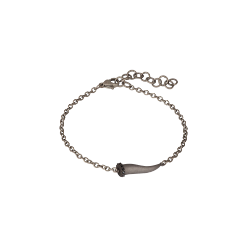 BRACCIALE CHARMS UOMO LUCKY HORN CON CORNETTO IN TITANIO, 5 BLACK E CATENA - CHBRT5BBRK