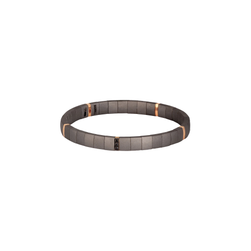 BRACCIALE UOMO LOOP IN TITANIO A DOPPIA MOLLA CON 5 MODULI MEDI IN ORO ROSSO 9 KT E DIAMANTI BLACK - SPRBRBOMT5ORBBR