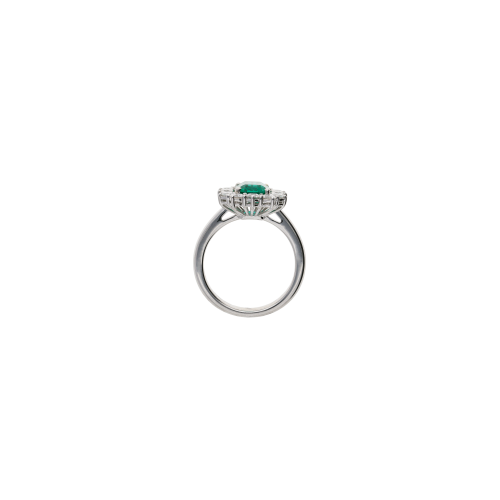 ANELLO IN ORO BIANCO CON SMERALDO CENTRALE E CONTORNO DIAMANTI - 326-CONT-AN