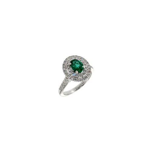 Accedi alla scheda di Bartorelli Italian Jewels ANELLO ROSETTA IN ORO BIANCO CON SMERALDO CENTRALE E PAV&Eacute; DI DIAMANTI - 035-VR26517