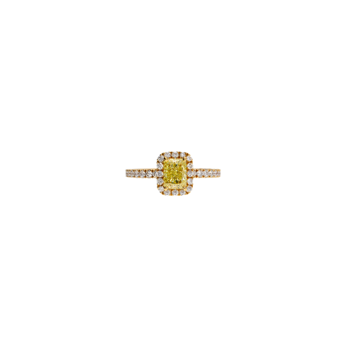 ANELLO SOLITARIO IN ORO ROSA CON DIAMANTE FANCY LIGHT YELLOW E DIAMANTI BIANCHI - 372-3490-000