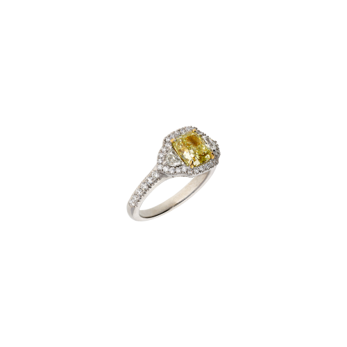 ANELLO SOLITARIO IN ORO BIANCO CON DIAMANTE FANCY YELLOW - 000-3915NS