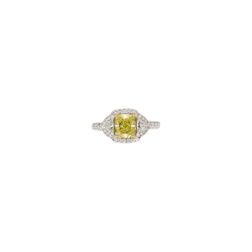 ANELLO SOLITARIO IN ORO BIANCO CON DIAMANTE FANCY YELLOW - 000-3915NS