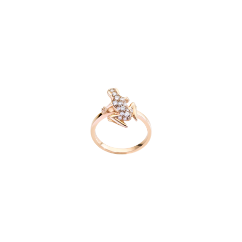 ANELLO KISSING FROG IN ORO ROSA E DIAMANTI - DHF04ANRRDI