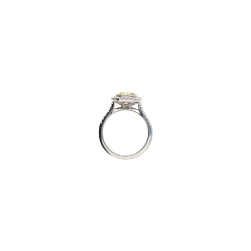 ANELLO IN ORO BIANCO CON DIAMANTE FANCY YELLOW E DIAMANTI BIANCHI - 035-VR26512