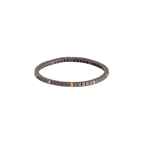 BRACCIALE TENNIS LINEA ELASTICA IN TITANIO, ORO ROSSO 18 KT E 10 DIAMANTI WHITE DA 5 PUNTI - TENBRT11WRGBR5PT