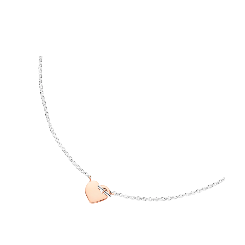 DODO CUORI - COLLANA CUORE T-BAR CON CATENA IN ARGENTO E CHARM CUORE IN ORO ROSA - DCC4002HEART0009A