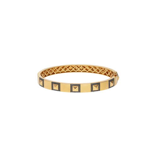 BRACCIALE RIGIDO PIRAMIDI A FASCIA ALTA IN ORO ROSA CON DIAMANTI NERIMISURA 62x52 - VB29623DKP