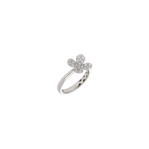 ANELLO FIORE MODELLO PICCOLO ORO BIANCO PAVE' DI DIAMANTI BIANCHI - 1AN0271567/3