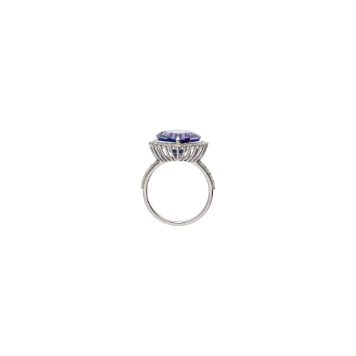 ANELLO CUORE IN ORO BIANCO CON TANZANITE E DIAMANTI - BAAN234