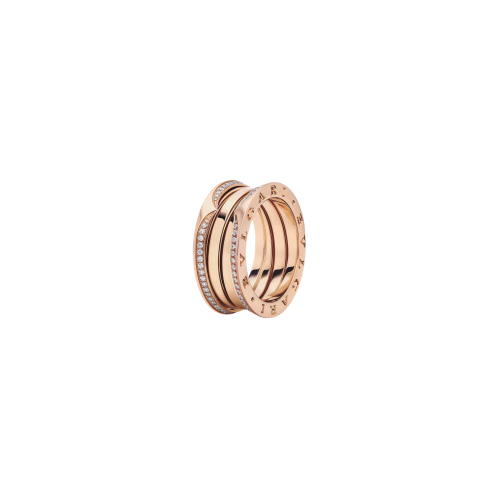 ANELLO B.ZERO1 A TRE FASCE IN ORO ROSA CON PAVÉ DI DIAMANTI - AN859441