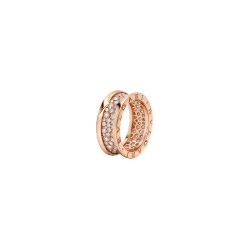 ANELLO B.ZERO1 IN ORO ROSA CON PAVÉ DI DIAMANTI LUNGO LA SPIRALE - AN860150