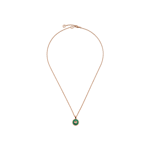 COLLANA A CATENA GUCCI INTERLOCKING IN ORO ROSA E AGATA VERDE - YBB789340002