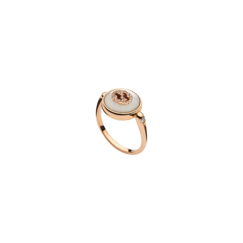 ANELLO GUCCI INTERLOCKING IN ORO ROSA CON DIAMANTI - YBC786764001