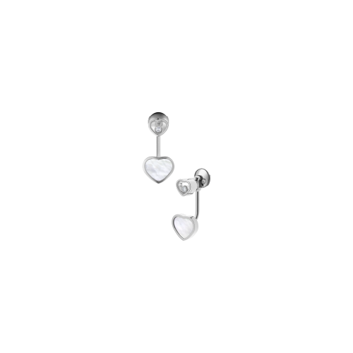 ORECCHINI HAPPY HEARTS, ORO BIANCO ETICO, DIAMANTI, MADREPERLA - 83A082-1301