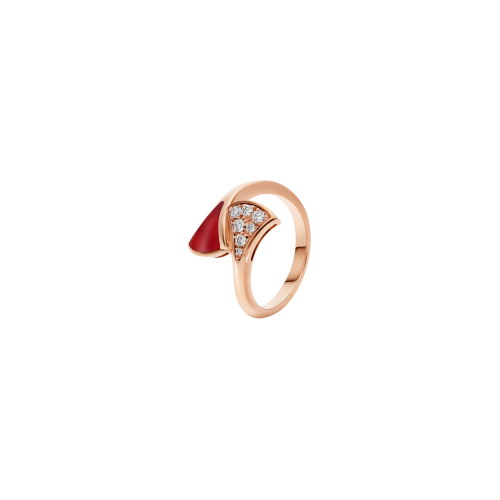 ANELLO DIVAS' DREAM IN ORO ROSA 18 KT CON ELEMENTO IN CORNIOLA E PAVÉ DI DIAMANTI - AN858645