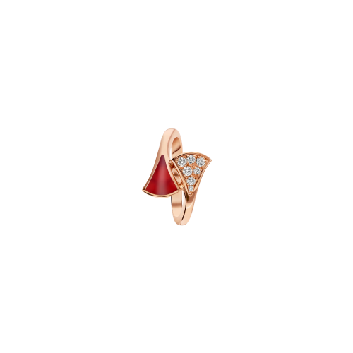 ANELLO DIVAS' DREAM IN ORO ROSA 18 KT CON ELEMENTO IN CORNIOLA E PAVÉ DI DIAMANTI - AN858645