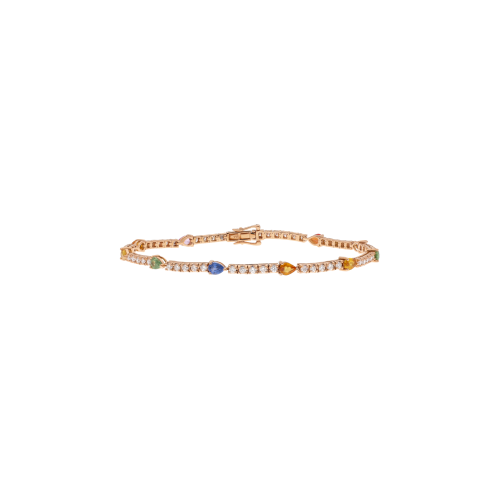 BRACCIALE RAINBOW IN ORO ROSA CON DIAMANTI E ZAFFIRI MIX COLOR - AB2861/MCS