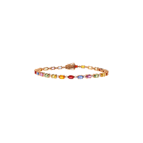 BRACCIALE RAINBOW IN ORO ROSA CON DIAMANTI E ZAFFIRI MULTICOLOR - KB1037/MS