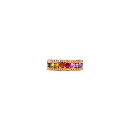 ANELLO RAINBOW IN ORO ROSA CON ZAFFIRI MULTICOLOR E DIAMANTI - AR3286/MS