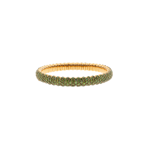 BRACCIALE ELASTICO IN ORO ROSA CON PAVÉ DI DIAMANTI VERDI - 285-3040