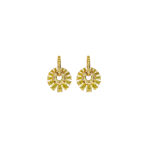 ORECCHINI PENDENTI ROTONDI IN ORO ROSA CON PAVÉ DI DIAMANTI FANCY YELLOW - 372-3736