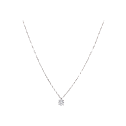 COLLANA  PUNTO LUCE SOLITARIO IN ORO BIANCO E DIAMANTE CERTIFICATO GIA ORIGINALE - 065-3020