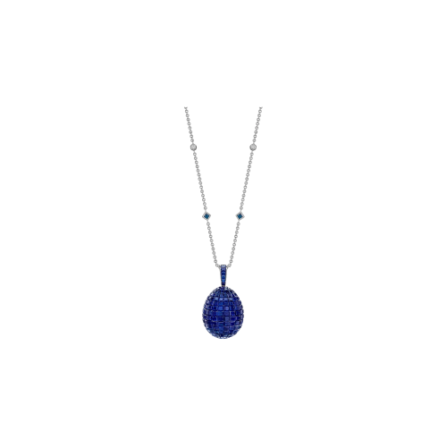 OVETTO FABERGÉ IMPERIALE IN ORO BIANCO CON MOSAICO DI ZAFFIRI BLU - 818FP1609