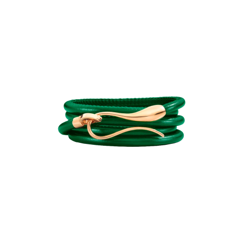 BRACCIALE ELIKA IN PELLE VERDE CON CHIUSURA IN ORO ROSA - DEK04BRRRXV