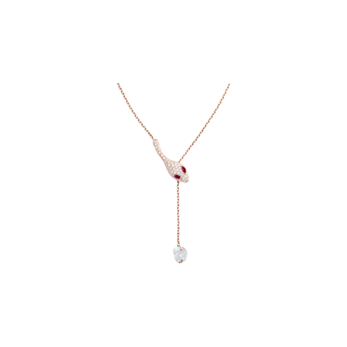 COLLANA MALAFEMMINA IN ORO ROSA CON DIAMANTI E RUBINI - DMF01CARRDIMDRU