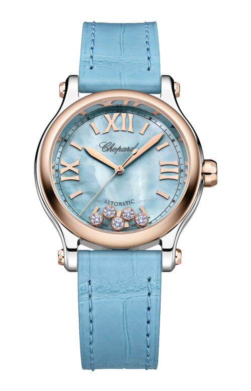 HAPPY SPORT, 33 MM AUTOMATICO, ORO ROSA ETICO, LUCENT STEEL™, DIAMANTI - 278608-6013