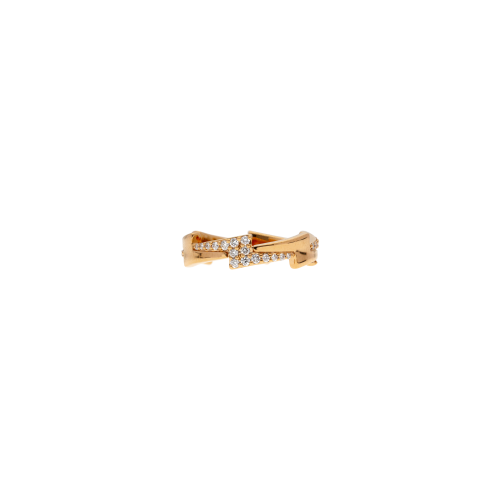 ANELLO FULMINE IN ORO ROSA CON DEMI-PAVÉ DI DIAMANTI BIANCHI - VR29271DP