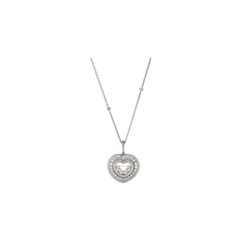 CHOPARD - GIROCOLLO HAPPY DIAMONDS CUORE ICONICO ORO BIANCO E DIAMANTI BIANCHI TAGLIO BRILLANTE - 799086-1001