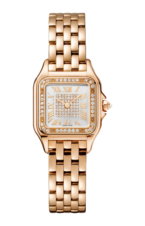 PANTHÈRE DE CARTIER MODELLO PICCOLO, QUARZO, ORO ROSA, DIAMANTI - WJPN0039