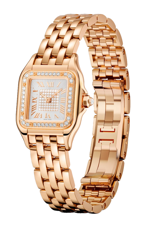 PANTHÈRE DE CARTIER MODELLO PICCOLO, QUARZO, ORO ROSA, DIAMANTI - WJPN0039