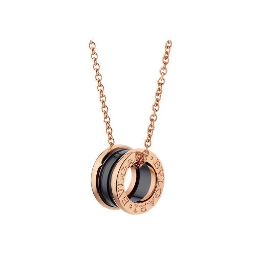 COLLANA B.ZERO1 IN ORO ROSA 18 KT E CERAMICA NERA