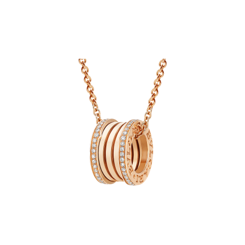 COLLANA B.ZERO1 CON CATENA IN ORO ROSA 18 KT E PENDENTE TONDO IN ORO ROSA 18 KT CON PAVE' DI DIAMANTI LUNGO I LATI - CL857025