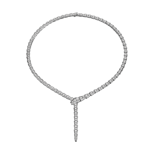 COLLANA SERPENTI IN ORO BIANCO 18 CARATI CON PAVE' DIAMANTI - CL857425