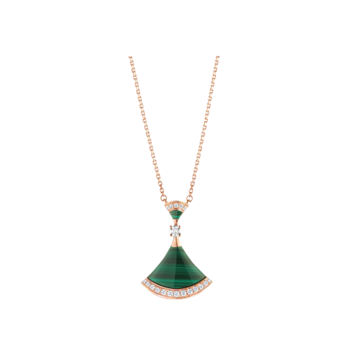 COLLANA DIVAS' DREAM IN ORO ROSA 18 KT CON MALACHITE E PAVE' DI DIAMANTI