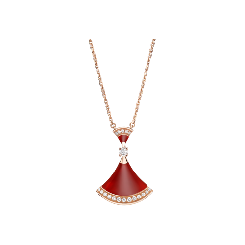 COLLANA DIVAS DREAM IN ORO ROSA CON PENDENTE CORNIOLA E DIAMANTI - CL858642