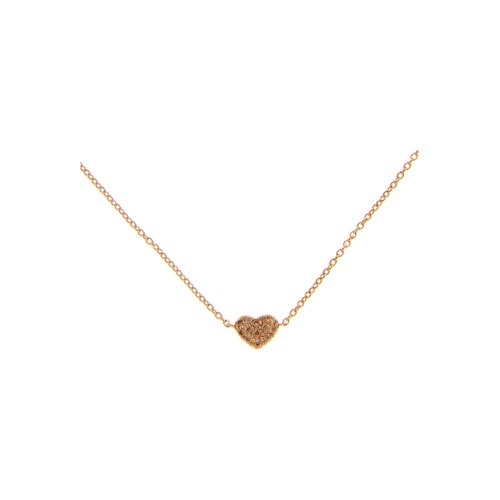 COLLANA GIROCOLLO IN ORO ROSA CON CUORE IN PAVÉ DI DIAMANTI BROWN - 223674