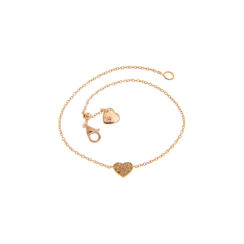 BRACCIALE IN ORO ROSA CON CUORE IN PAVÉ DI DIAMANTI BROWN - 222922