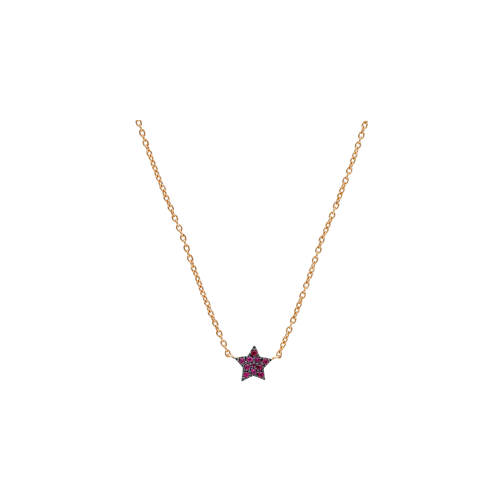 COLLANA GIROCOLLO IN ORO ROSA CON STELLA IN PAVÉ DI RUBINI - 223673