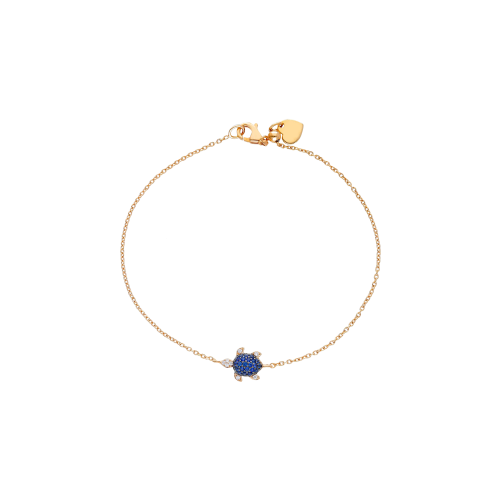 BRACCIALE IN ORO ROSA CON TARTARUGA IN PAVÉ DI ZAFFIRI BLU E DIAMANTI BIANCHI - 249306