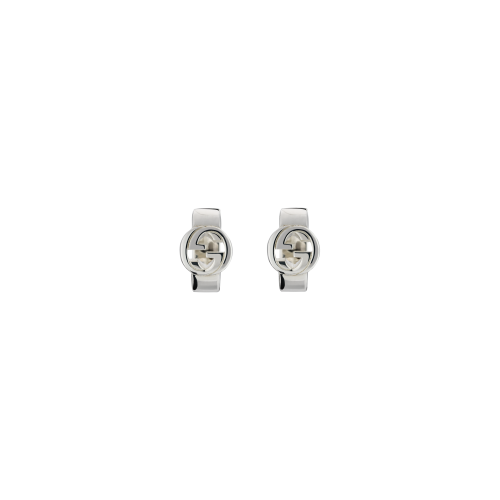 ORECCHINI A CERCHIO GUCCI INTERLOCKING LARGHI IN ARGENTO - YBD796346001