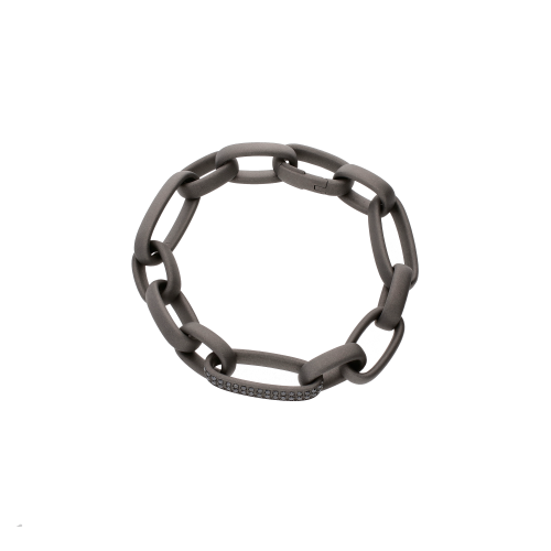 BRACCIALE IN TITANIO SABBIATO  E DIAMANTI BLACK - CBR1DBK